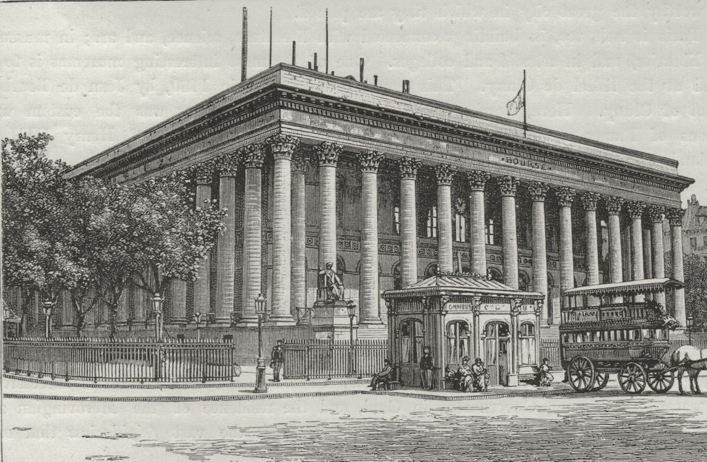 PARIS. The Bourse 1882 old antique vintage print picture